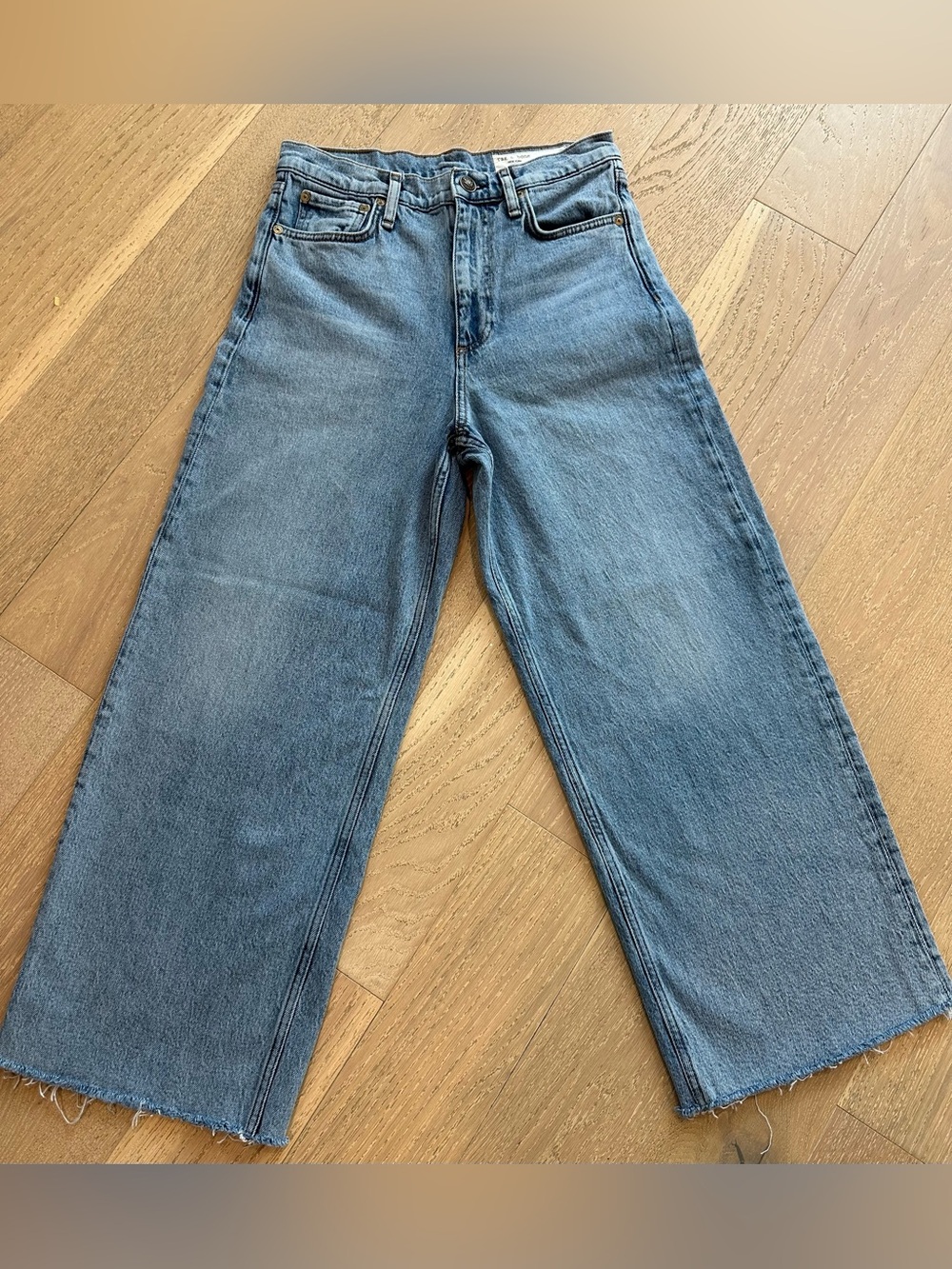 rag & bone Andi High Rise Ankle Wide Leg Women's Jeans in Light Blue Denim